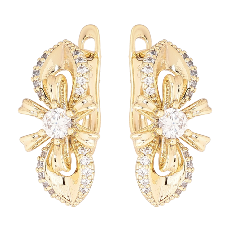 Серьги Xuping Позолота 14K английский замок Цветочки с кристаллами фото №23