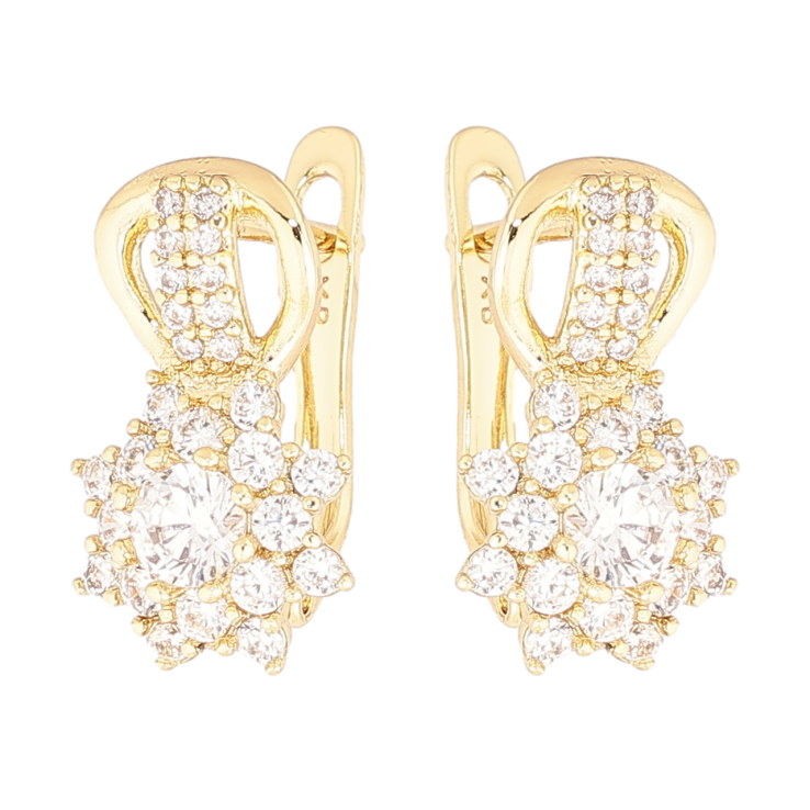 Серьги Xuping Позолота 14K английский замок Кристальный блеск фото №3