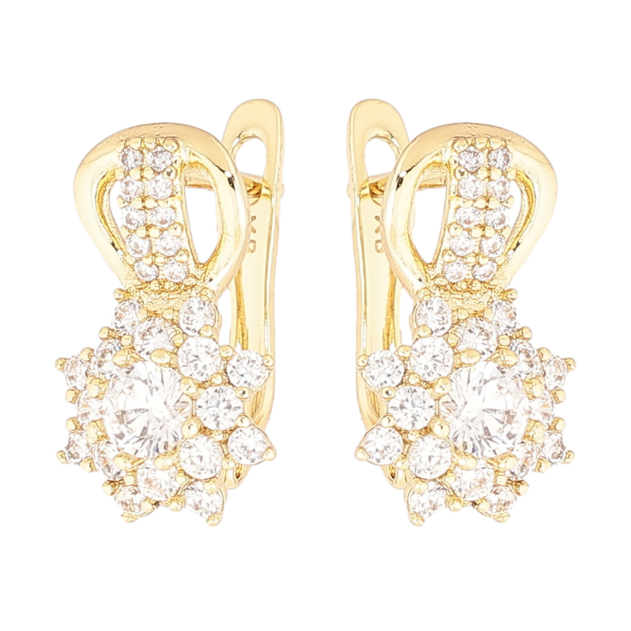 Сережки Xuping Позолота 14K англійський замок  «Кришталевий блиск» фото №1