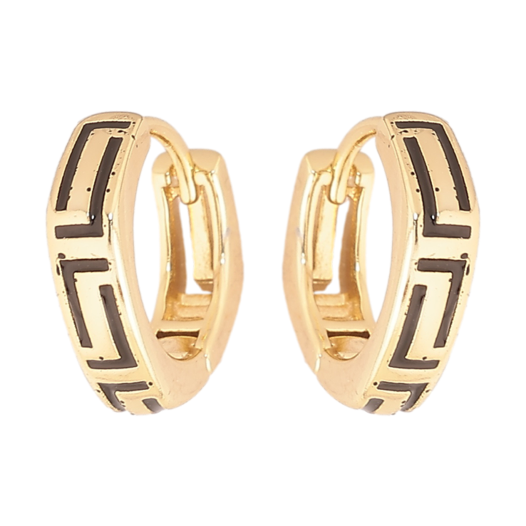 Серьги Xuping Позолота 14K колечки Узор черной эмалью фото №17