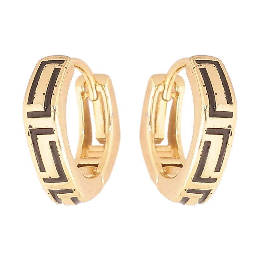 Сережки Xuping Позолота 14K колечка «Візерунок чорною емаллю» фото №1