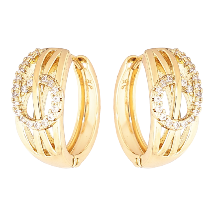 Серьги Xuping Позолота 14K колечки Узор с кристаллами фото №8