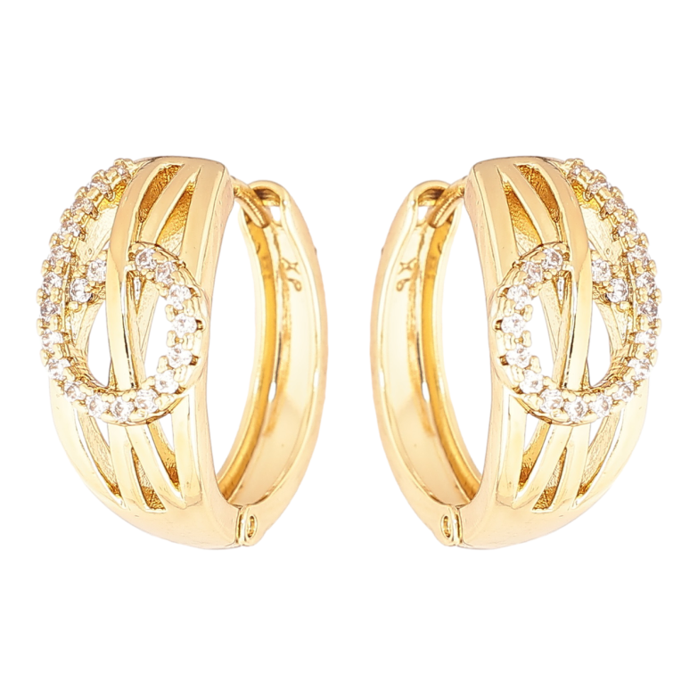 Серьги Xuping Позолота 14K колечки Узор с кристаллами фото №1