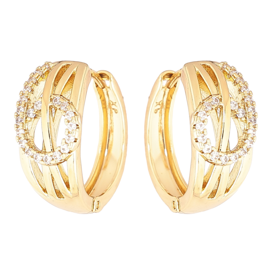 Сережки Xuping Позолота 14K колечка «Візерунок з кристалами» фото №1