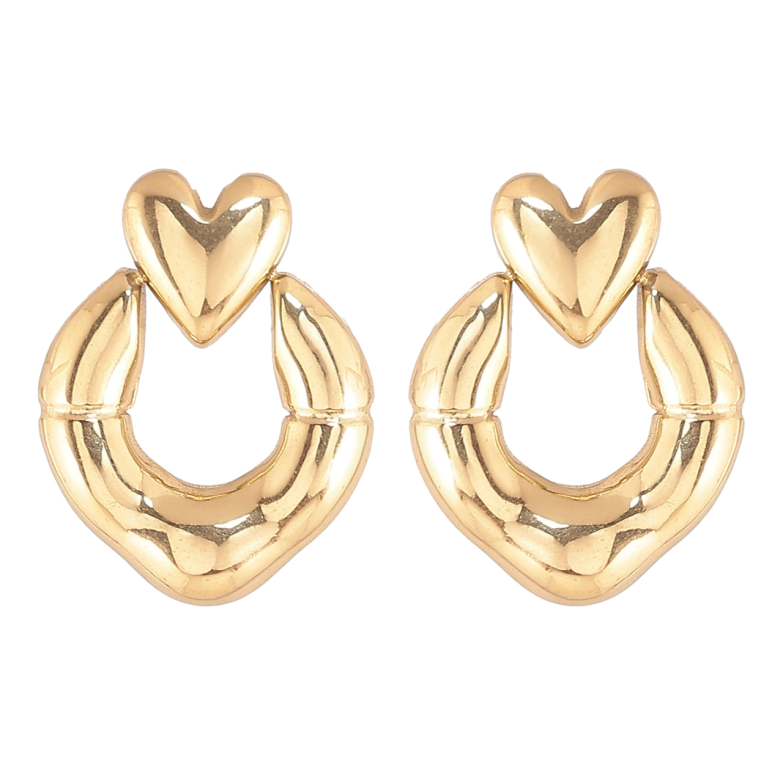 Сережки Xuping Позолота 14K пусети «Сердечка з колами» фото №3