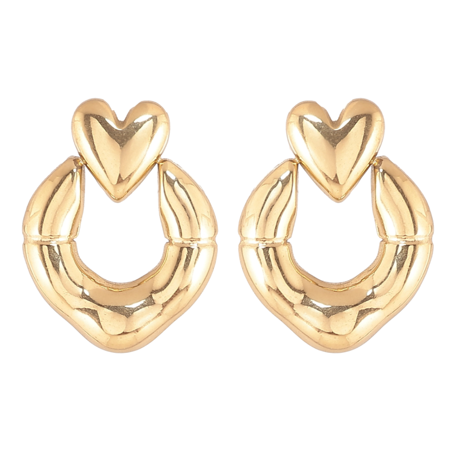 Сережки Xuping Позолота 14K пусети «Сердечка з колами» фото №1