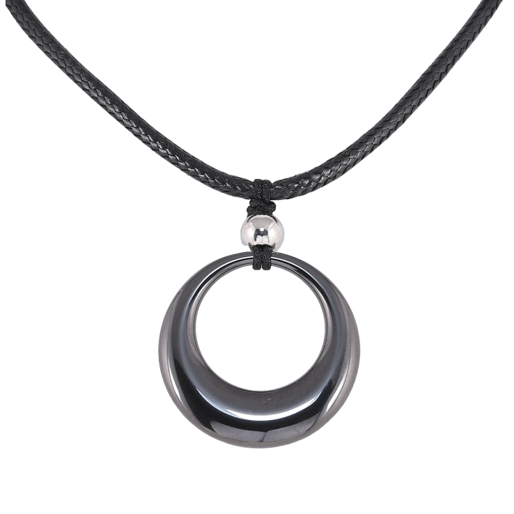 Підвіска на шнурі Xuping ТТМ Stainless Steel колір Родій «Чорне керамічне колечко» довжина 46-51см х 2.5мм фото №10