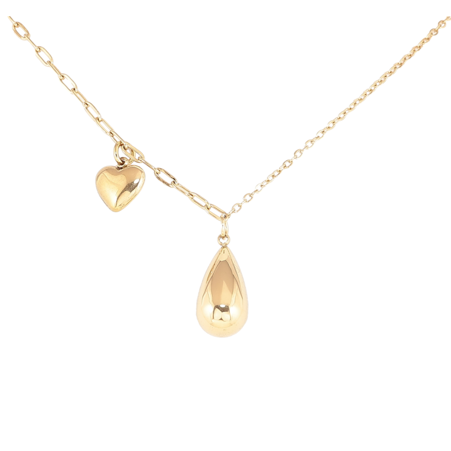 Подвеска на цепочке Xuping ТТМ Stainless Steel цвет 14К Сердечко с капелькой длинна 45-51см х 1-2мм фото №1