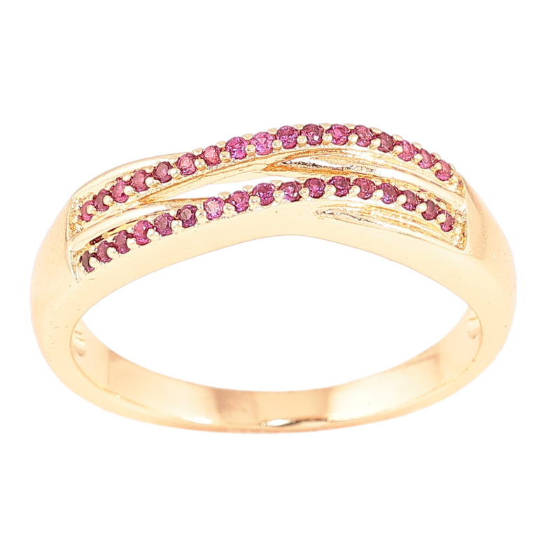 Каблучка Xuping M&L Колір 18К «Доріжки малинових кристалів» фото №1