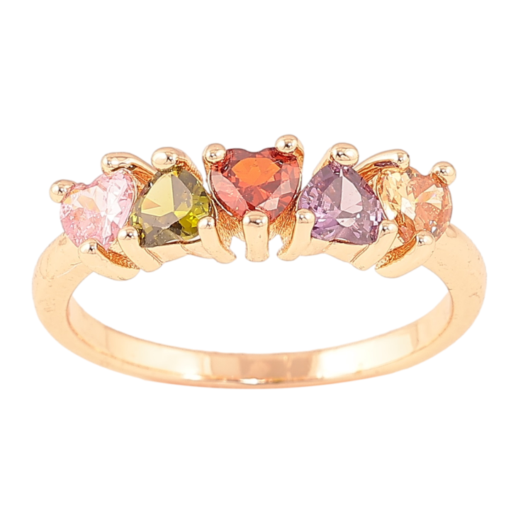 Каблучка Xuping M&L Колір 18К «Різнокольорові кришталеві сердечка» фото №9