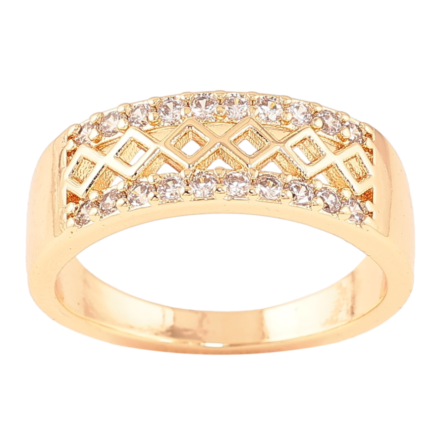 Каблучка Xuping M&L Колір 18К «Ромбовий візерунок з кришталевими доріжками» фото №1