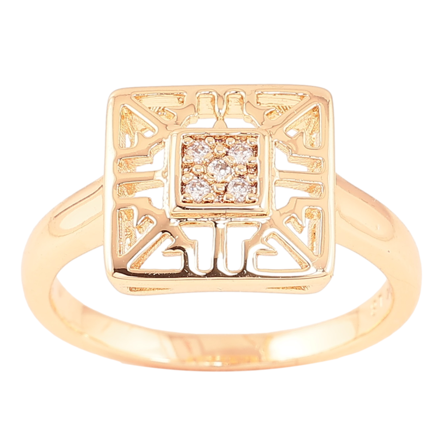 Каблучка Xuping M&L Колір 18К «Різьблений квадрат із кристалами» фото №1