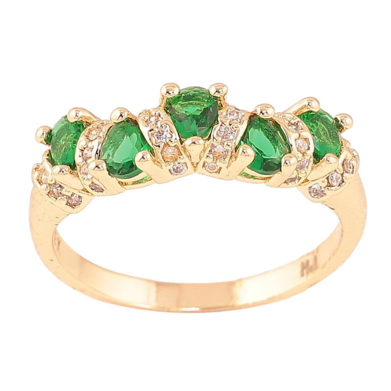 Каблучка Xuping M&L Колір 18К «Доріжка зелених кристалів» фото №19