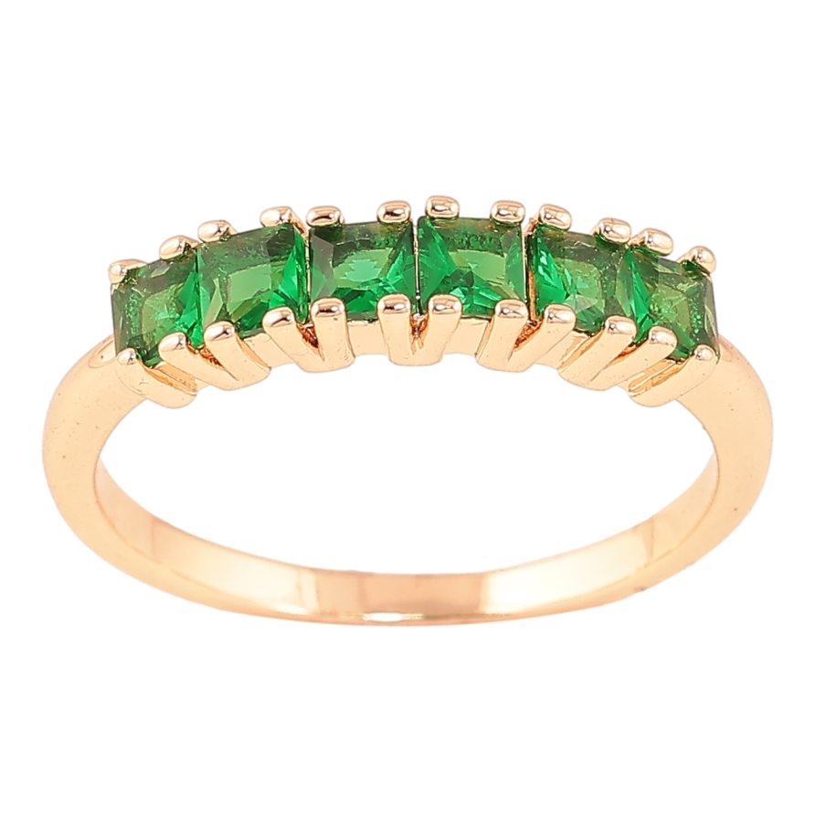 Каблучка Xuping M&L Колір 18К «Доріжка зелених кристалів» фото №1