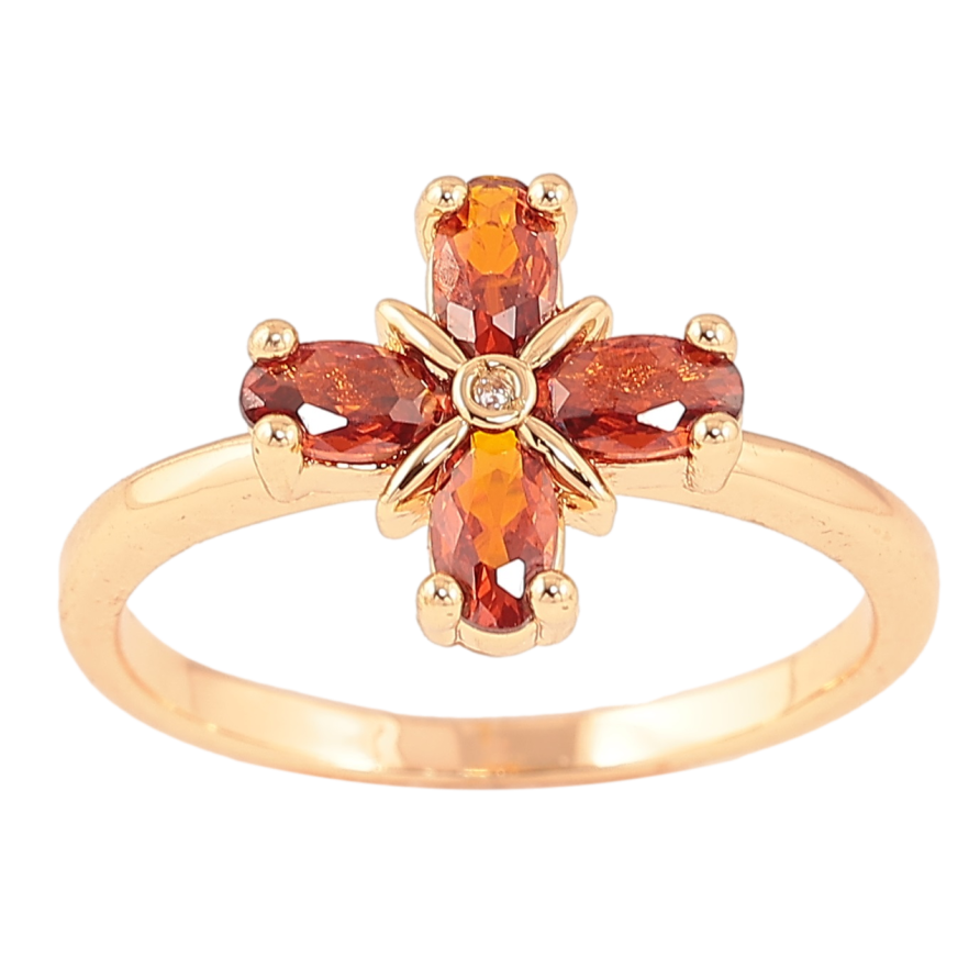 Каблучка Xuping M&L Колір 18К «Червона кришталева квітка» фото №1