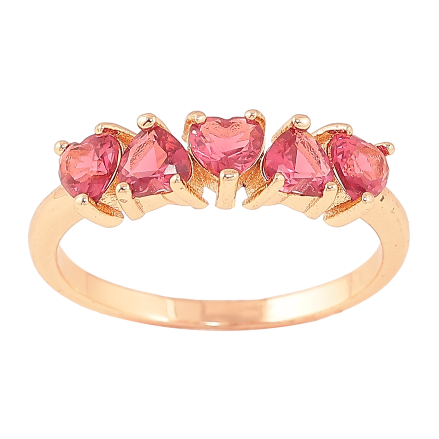 Каблучка Xuping M&L Колір 18К «Малинові кришталеві сердечка» фото №1