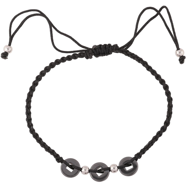 Браслет Xuping ТТМ Stainless Steel колір Родій «Чорний шнур з керамічними кільцями» дл. 16-26м х 2мм фото №3 Браслет Xuping ТТМ Stainless Steel колір Родій «Чорний шнур з керамічними кільцями» дл. 16-26м х 2мм фото №3