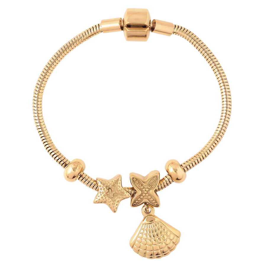 Браслет Xuping ТТМ Stainless Steel колір 14К «У стилі «Pandora» шнур з намистинами» довжина 18см х 3мм фото №1 Браслет Xuping ТТМ Stainless Steel колір 14К «У стилі «Pandora» шнур з намистинами» довжина 18см х 3мм фото №1