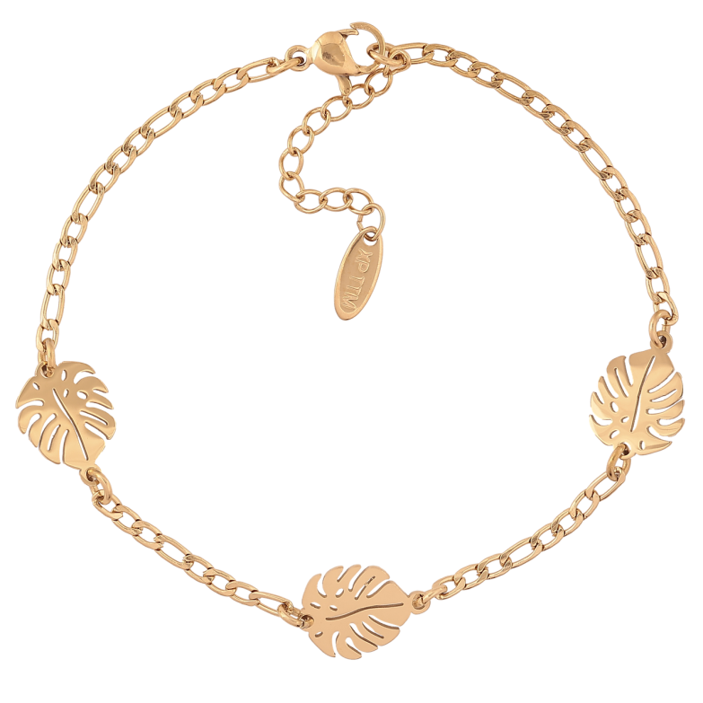 Браслет Xuping ТТМ Stainless Steel колір 14К «Ланцюжок з листочками» з дод.ланцюгом 19-20см х 2мм фото №1