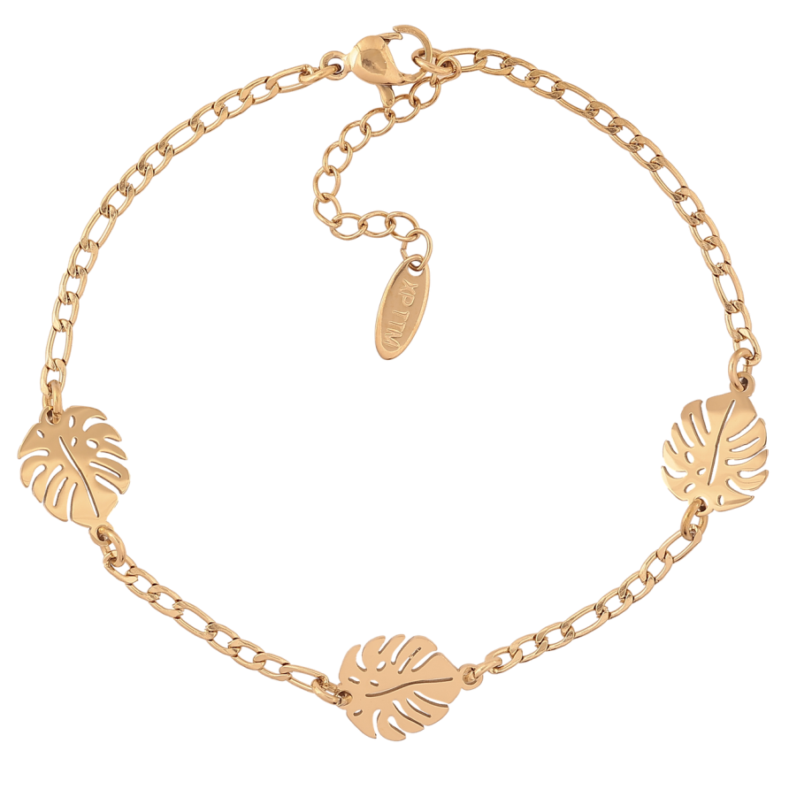 Браслет Xuping ТТМ Stainless Steel колір 14К «Ланцюжок з листочками» з дод.ланцюгом 19-20см х 2мм фото №1