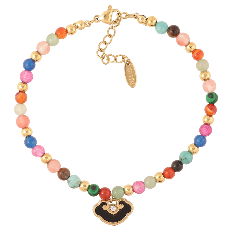 Браслет Xuping ТТМ Stainless Steel колір 14К «Різнокольорові намистини з підвіскою» з доп.ланцюгом 20-23см х 4мм фото №15