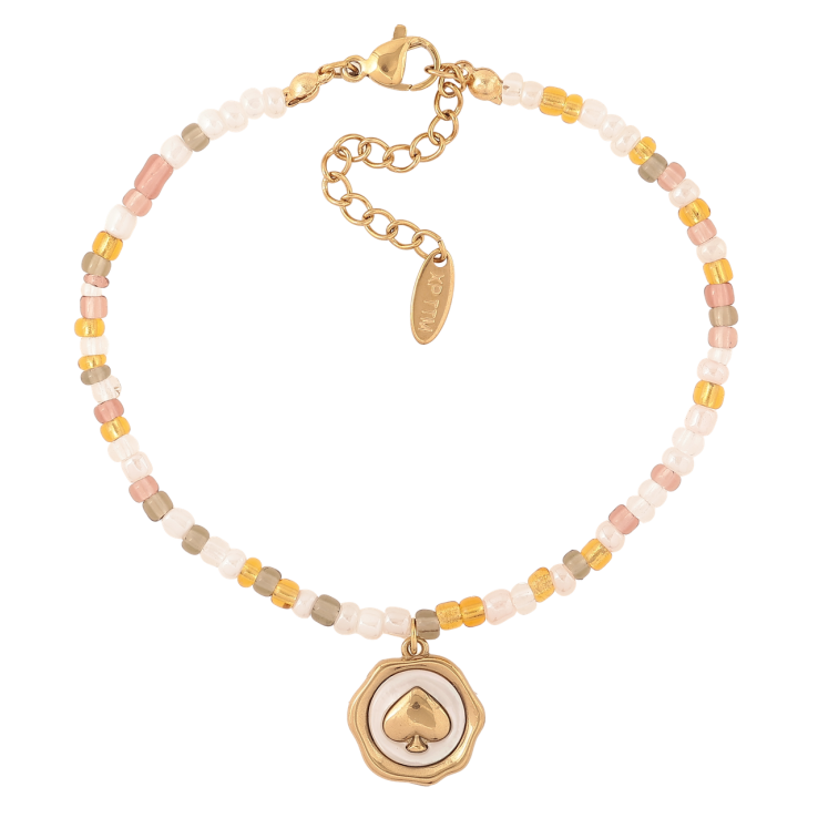 Браслет Xuping ТТМ Stainless Steel цвет 14К Разноцветный бисер с подвеской с доп.цеп 19-22см х 3мм фото №22