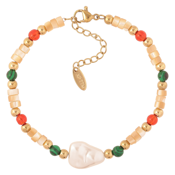 Браслет Xuping ТТМ Stainless Steel колір 14К «Різнокольорові намистини» з доп.ланцюгом 17.5-21см х 4мм фото №13