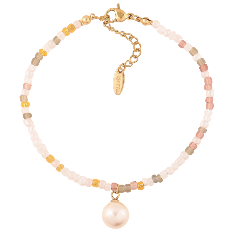 Браслет Xuping ТТМ Stainless Steel цвет 14К Цветной бисер с жемчужной подвеской с доп.цеп 19-23см х 3мм фото №1