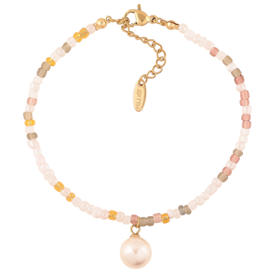 Браслет Xuping ТТМ Stainless Steel цвет 14К Цветной бисер с жемчужной подвеской с доп.цеп 19-23см х 3мм фото №1