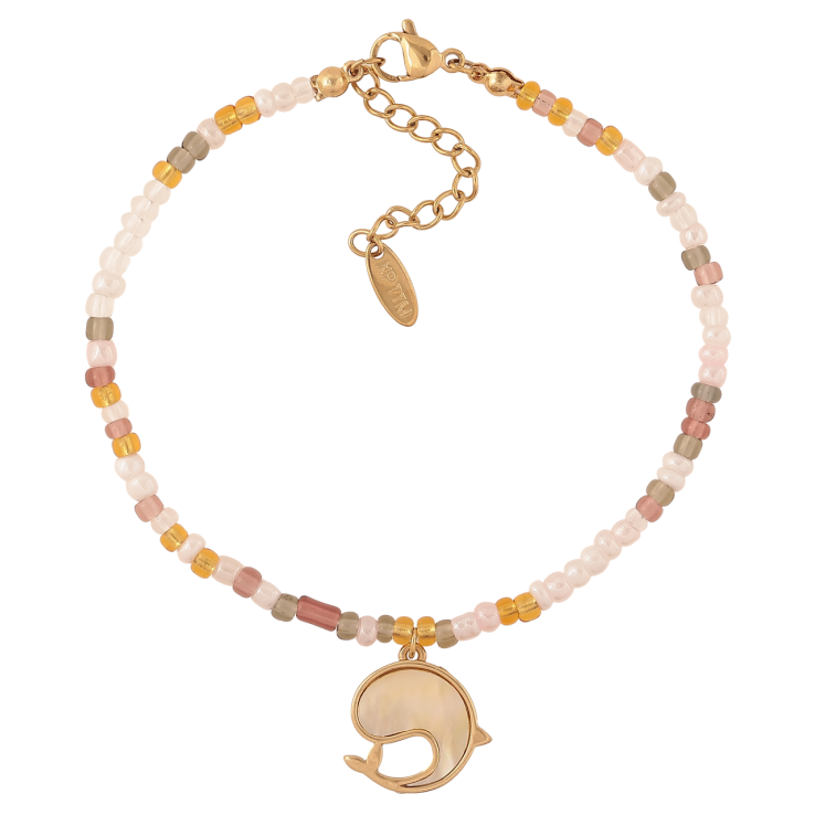 Браслет Xuping ТТМ Stainless Steel цвет 14К Цветной бисер с перламутровым китом с доп.цеп 20-23см х 3мм фото №16