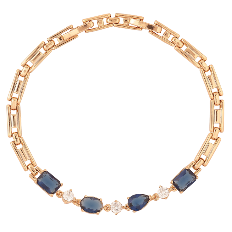 Браслет Xuping Позолота 18K «Вставка синьо-білі кристали» розмір з доп.замком 17,19см х 4мм фото №2