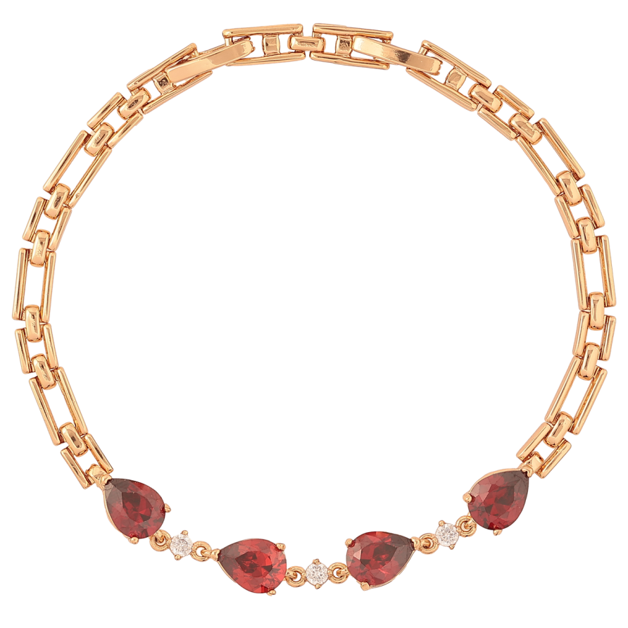Браслет Xuping Позолота 18K «Вставка з червоними кристалами» розмір з доп.замком 17.5,19.5см х 4мм фото №1