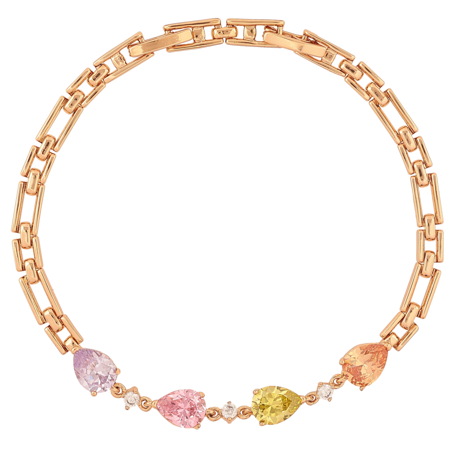 Браслет Xuping Позолота 18K «Вставка з різнокольоровими кристалами» розмір з доп.замком 17.5,19.5см х 4мм фото №1