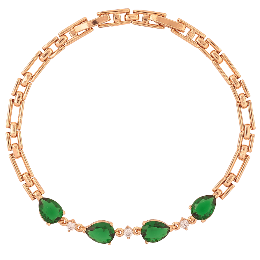 Браслет Xuping Позолота 18K «Вставка з зеленими кристалами» розмір з доп.замком 17.5,19.5см х 4мм фото №1