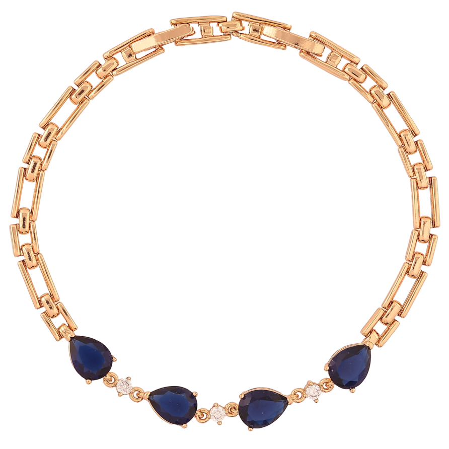 Браслет Xuping Позолота 18K «Вставка з синіми кристалами» розмір з доп.замком 17.5,19.5см х 4мм фото №1