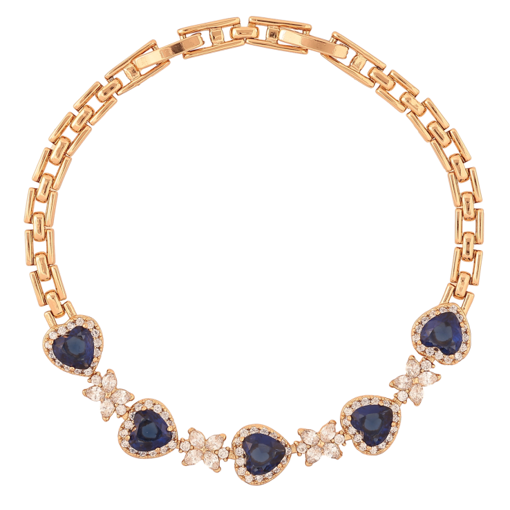 Браслет Xuping Позолота 18K «Кришталеві сині сердечка і квіточки» розмір з доп.замком 17.5,19.5см х 4мм фото №10