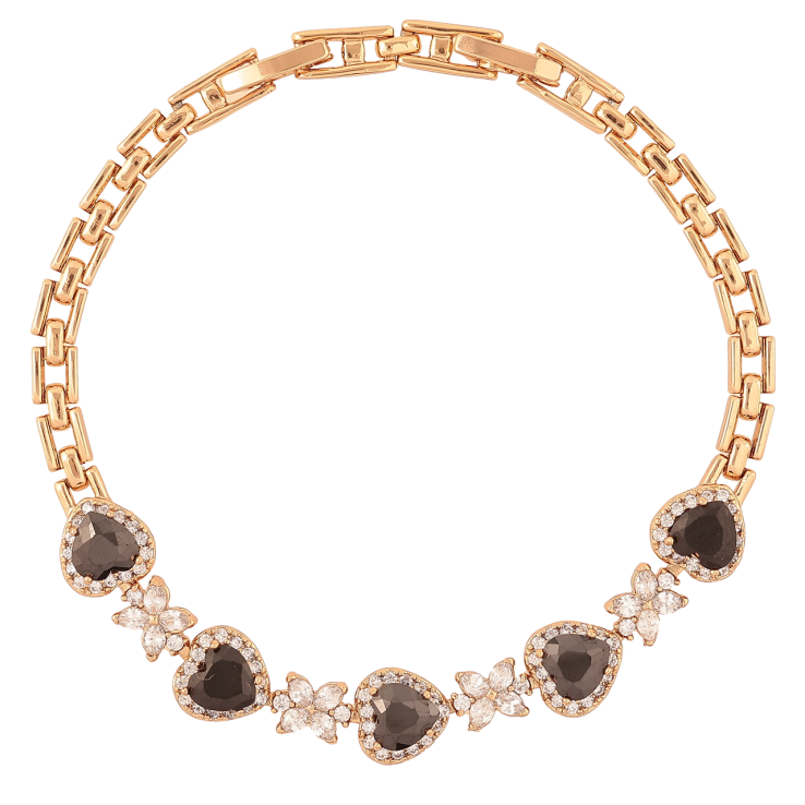 Браслет Xuping Позолота 18K «Кришталеві чорні сердечка і квіточки» розмір з доп.замком 17.5,19.5см х 4мм фото №14