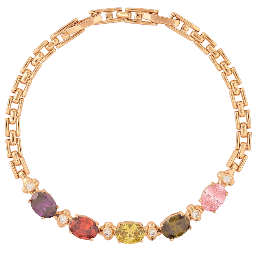 Браслет Xuping Позолота 18K «Вставка з різнокольорових кристалів» розмір з доп.замком 17,19.5см х 4мм фото №1