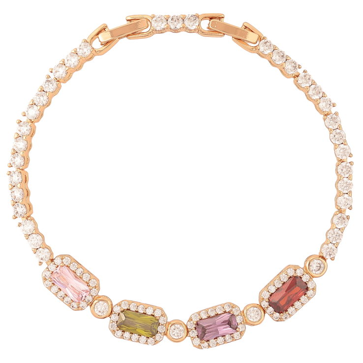 Браслет Xuping Позолота 18K «Інкрустація різнокольоровими кристалами» розмір з доп.замком 17.5,19.5см х 3мм фото №9