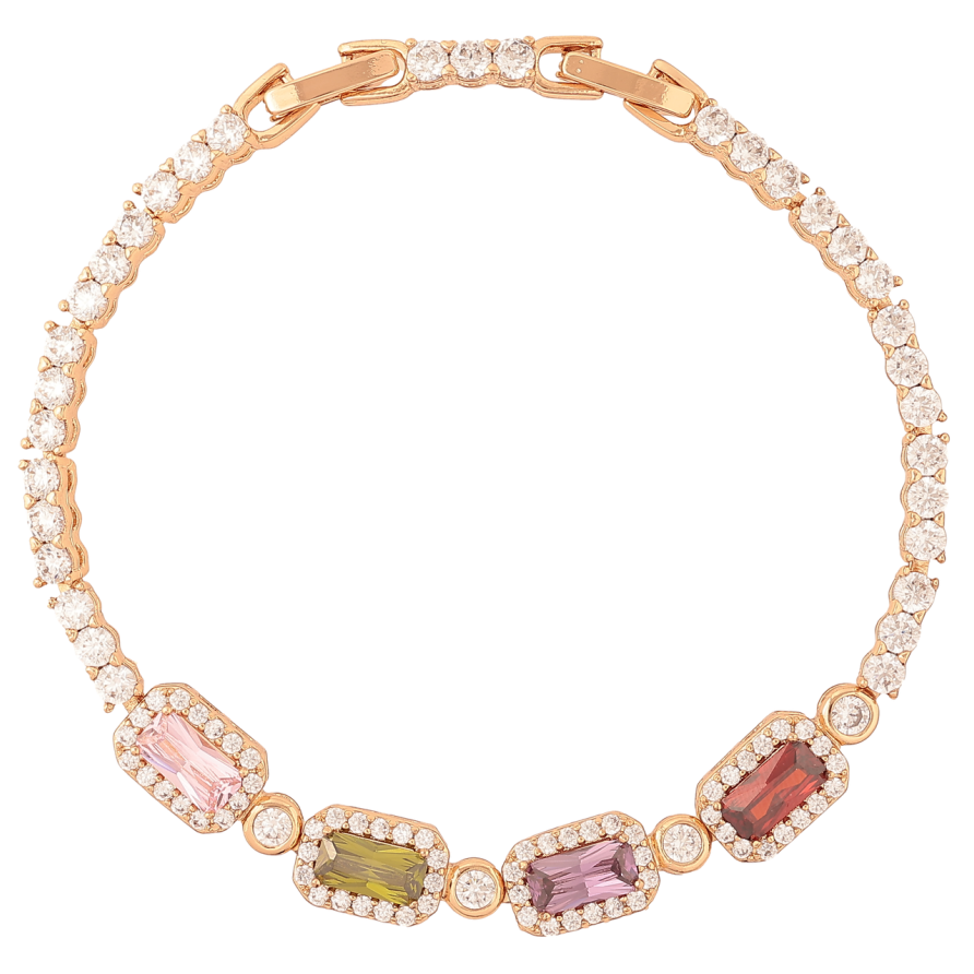 Браслет Xuping Позолота 18K «Інкрустація різнокольоровими кристалами» розмір з доп.замком 17.5,19.5см х 3мм фото №1