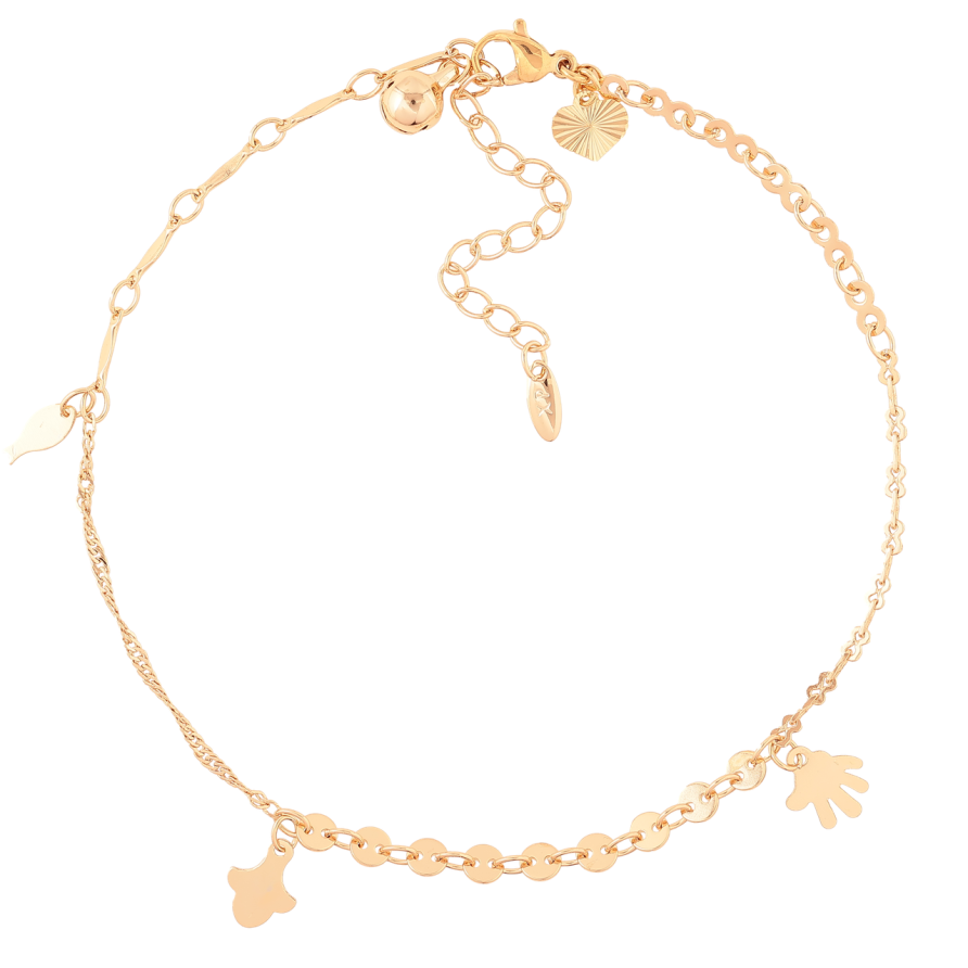 Браслет Xuping Позолота 18K на ногу «Ланцюжок з підвісками» розмір з доп.ланцюжком 25-30см х 1.5-3мм фото №1