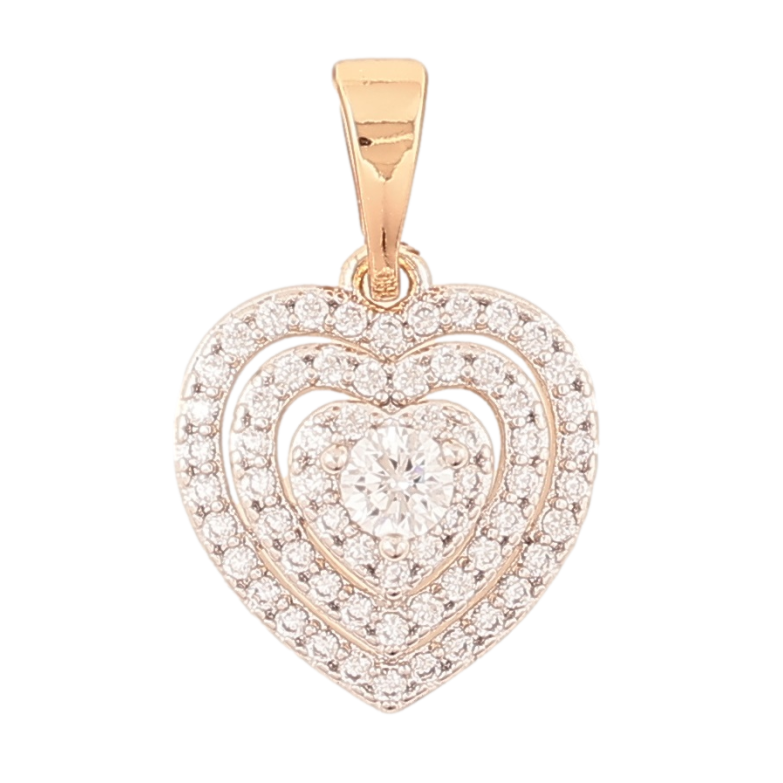 Кулон Xuping Позолота 18K + Родій «Серце з інкрустацією цирконієм» для ланцюжка до 5мм фото №1