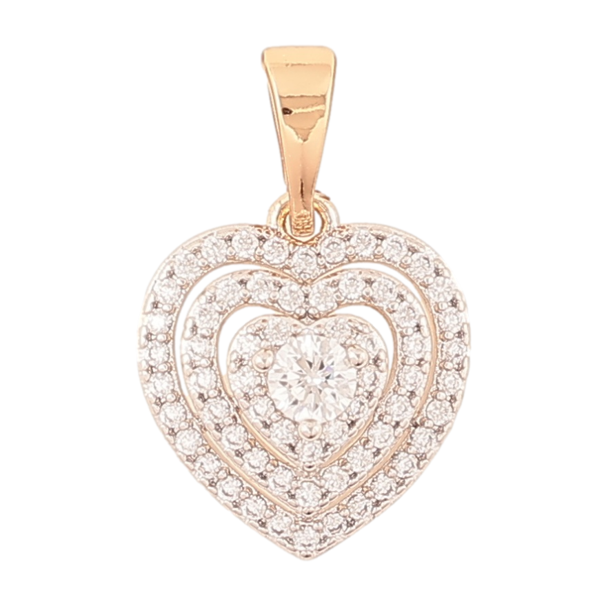 Кулон Xuping Позолота 18K + Родий Сердце с инкрустацией цирконием для цепочки до 5мм фото №1