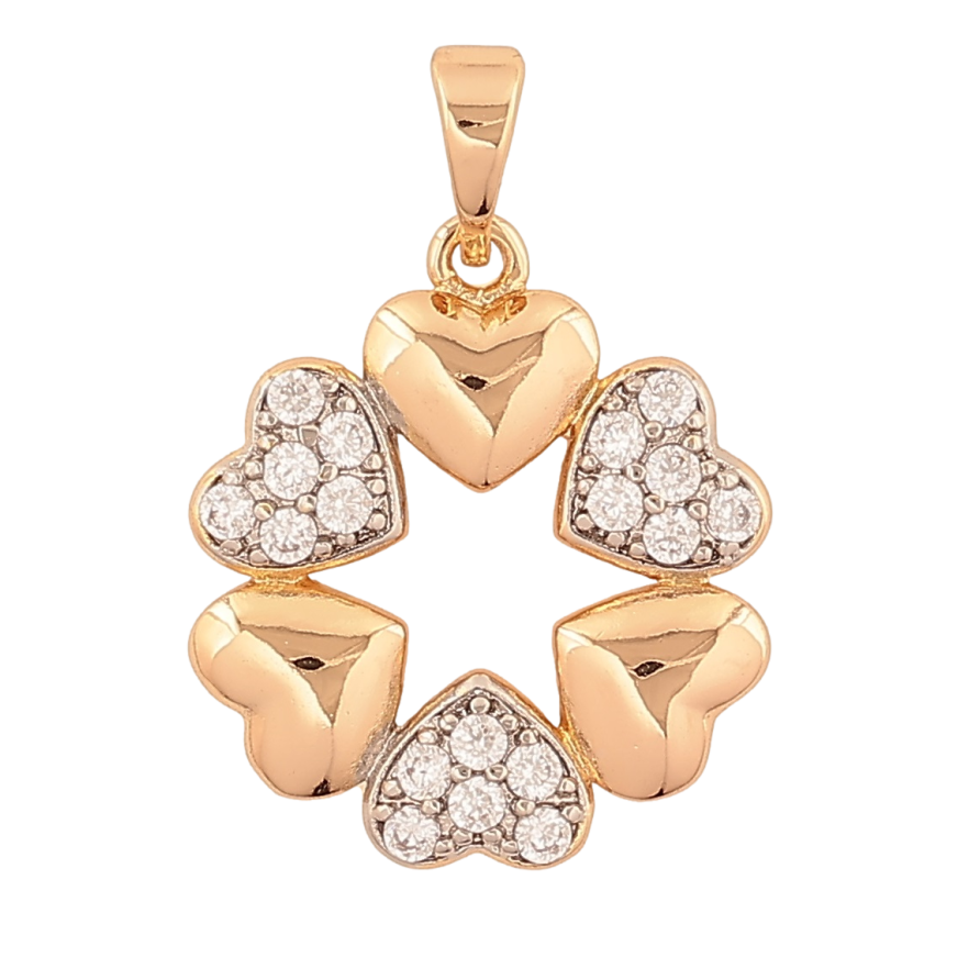 Кулон Xuping Позолота 18K + Родий Цветочек из сердечек для цепочки до 5мм фото №1