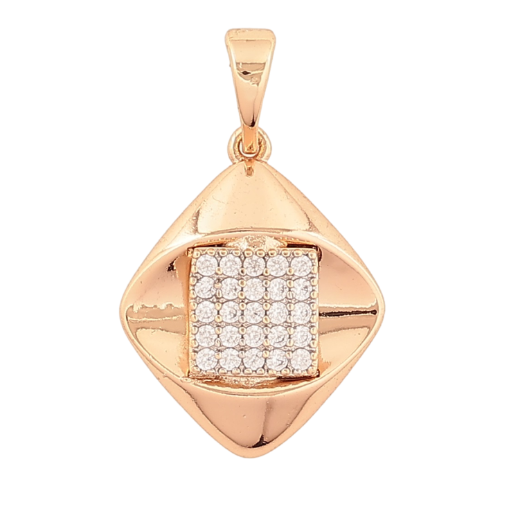 Кулон Xuping Позолота 18K + Родий Ромб с инкрустацией кристаллами для цепочки до 5мм фото №2