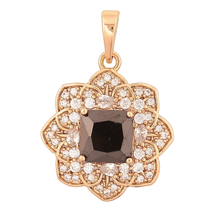 Кулон Xuping Позолота 18K «Квітка з чорним кристалом» для ланцюжка до 6мм фото №17