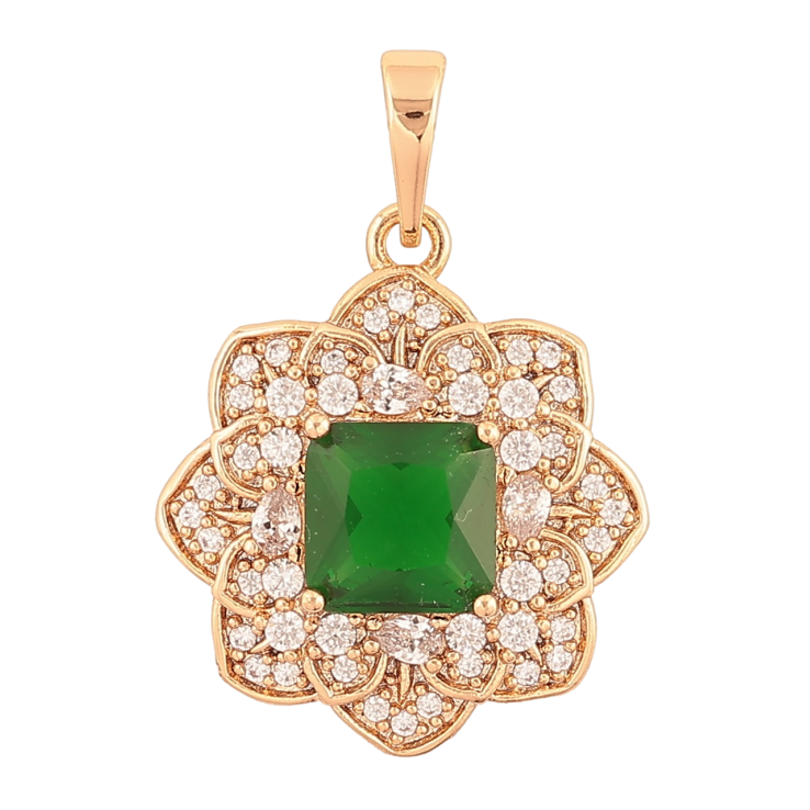 Кулон Xuping Позолота 18K «Квітка з зеленим кристалом» для ланцюжка до 6мм фото №18