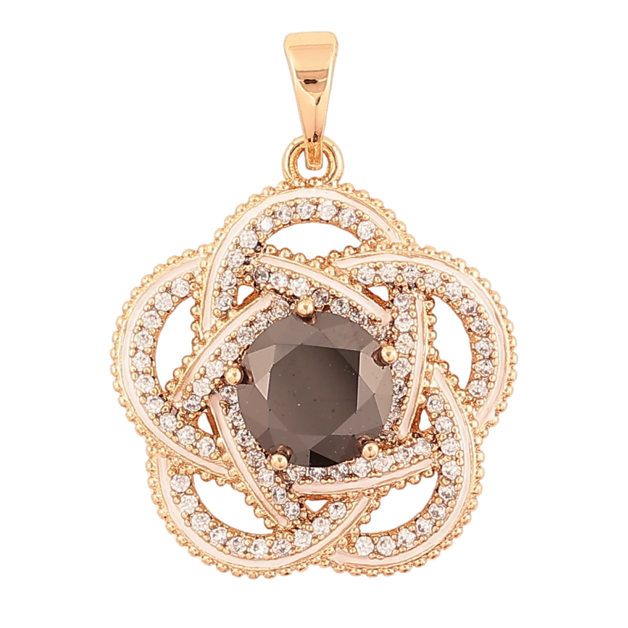 Кулон Xuping Позолота 18K «Квітка з чорним кристалом» для ланцюжка до 5мм фото №1