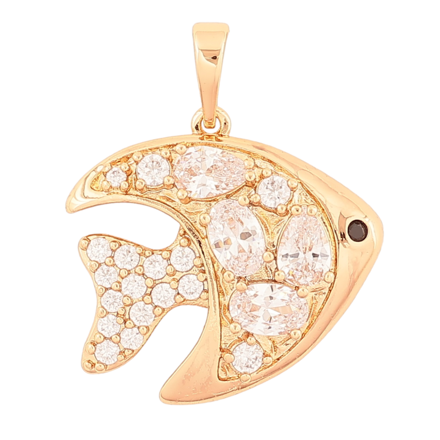 Кулон Xuping Позолота 18K «Рибка з розсипом кристалів» для ланцюжка до 6мм фото №1