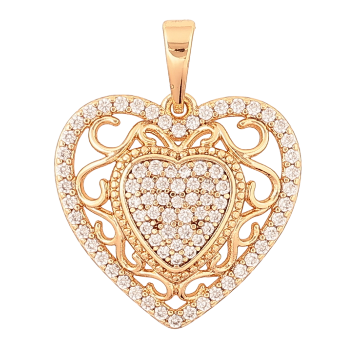 Кулон Xuping Позолота 18K «Різьблене серце з кристалами» для ланцюжка до 5мм фото №2